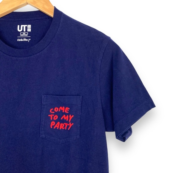 EUC Keith Haring x Uniqlo Come To My Party T-Shirt Embroidered Women’s M/ Men XS - Picture 2 of 10